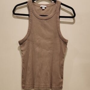 James Perse Brown Ribbed Tank Top Supima Cotton